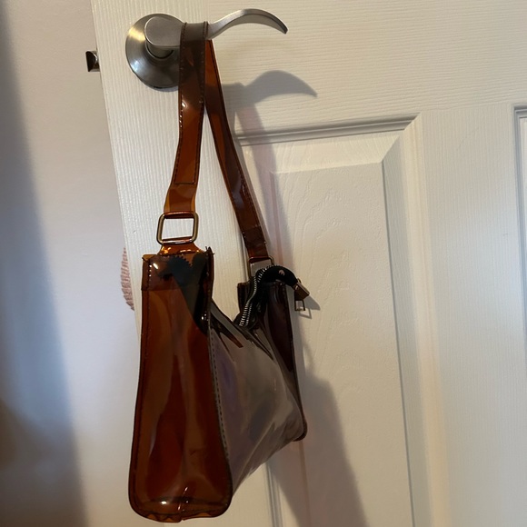 Brown vinyl shoulder bag - Picture 2 of 3